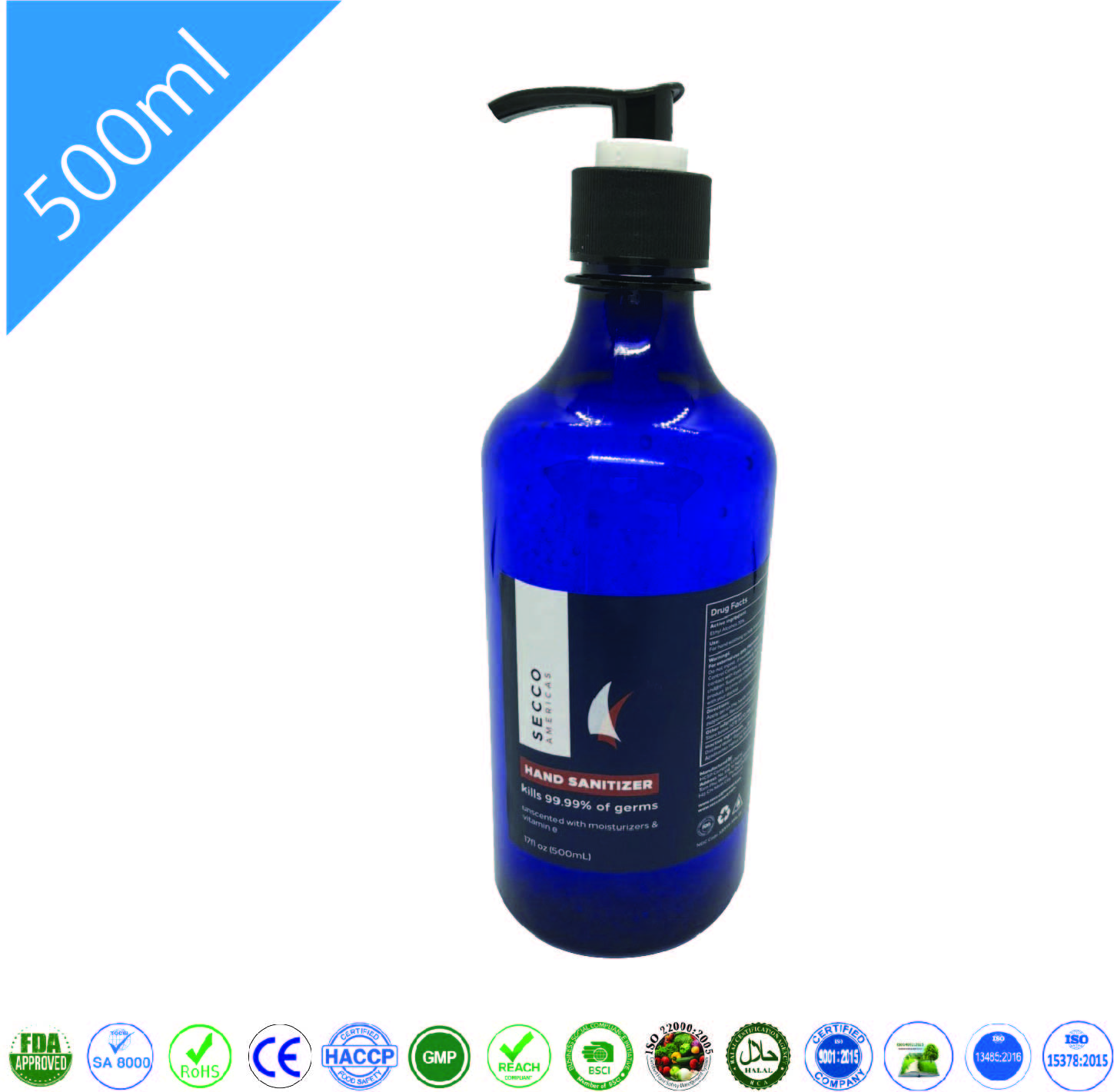 Secco hand sanitizer 500ml with pump
