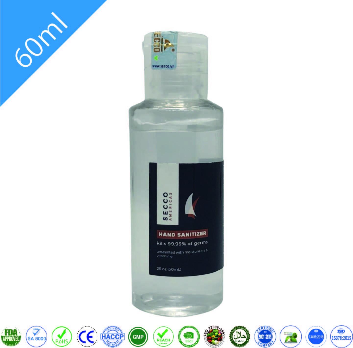 Secco hand sanitizer 60ml without pump