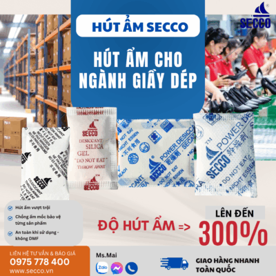 Hình ảnh giày dép xuất khẩu được đặt kèm gói hút ẩm