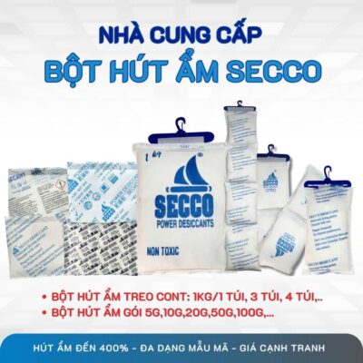 Các sản phẩm bột hút ẩm secco dạng gói và dạng treo container