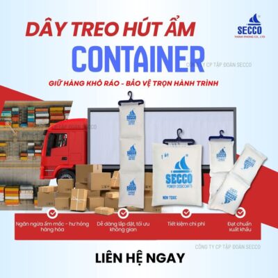 chống ẩm và bảo quản hàng hóa trong containẻ với dây treo dạng bột secco 1000g
