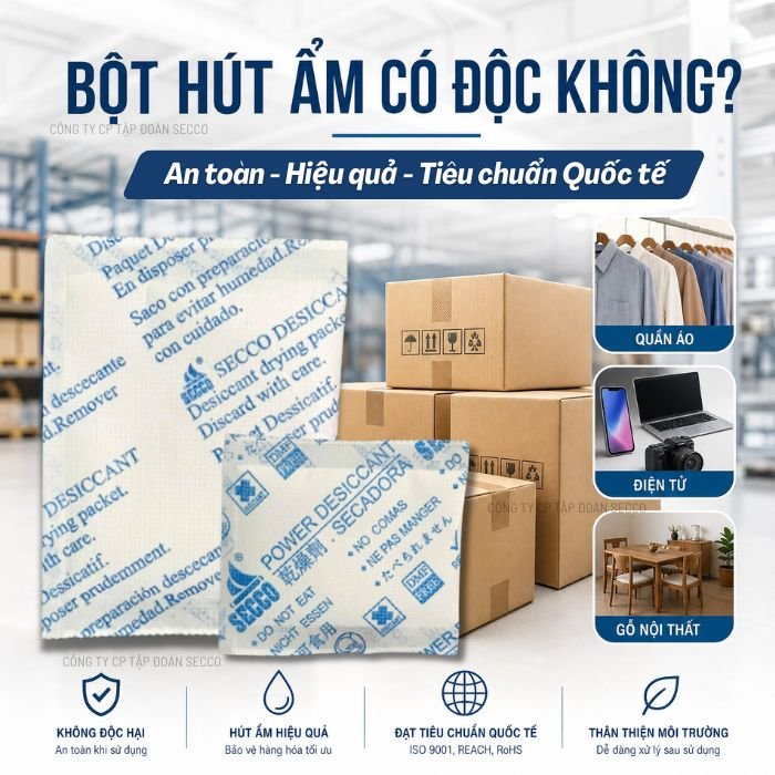 Bột Hút Ẩm Công Nghiệp Ngành may Mặc, Điện tử, gỗ Nội thất