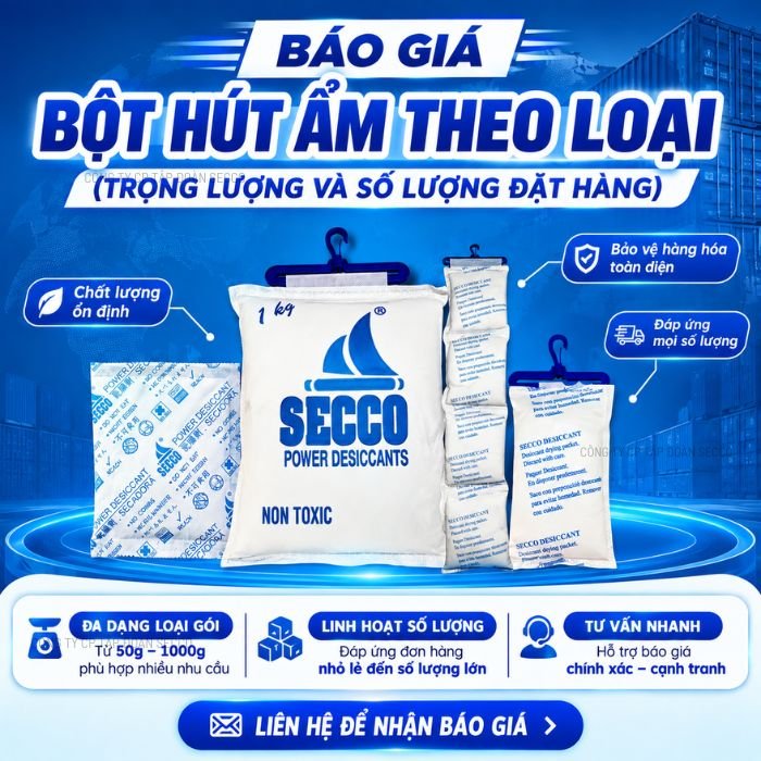 Báo giá bột hút ẩm theo loại, trọng lượng và số lượng đặt hàng