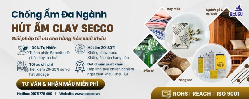 Gói Hút Ẩm Clay Secco Bảo Quản Đồ Gỗ, Nội Thất, May Mặc Xuất Khẩu