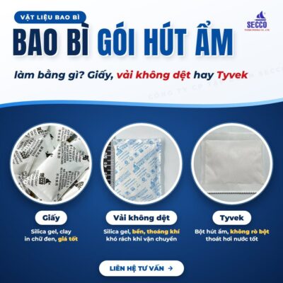 Bao bì gói hút ẩm gồm giấy, vải không dệt, tyvek
