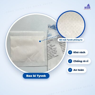 Bề mặt vật liệu Tyvek dùng làm vỏ bột hút ẩm 