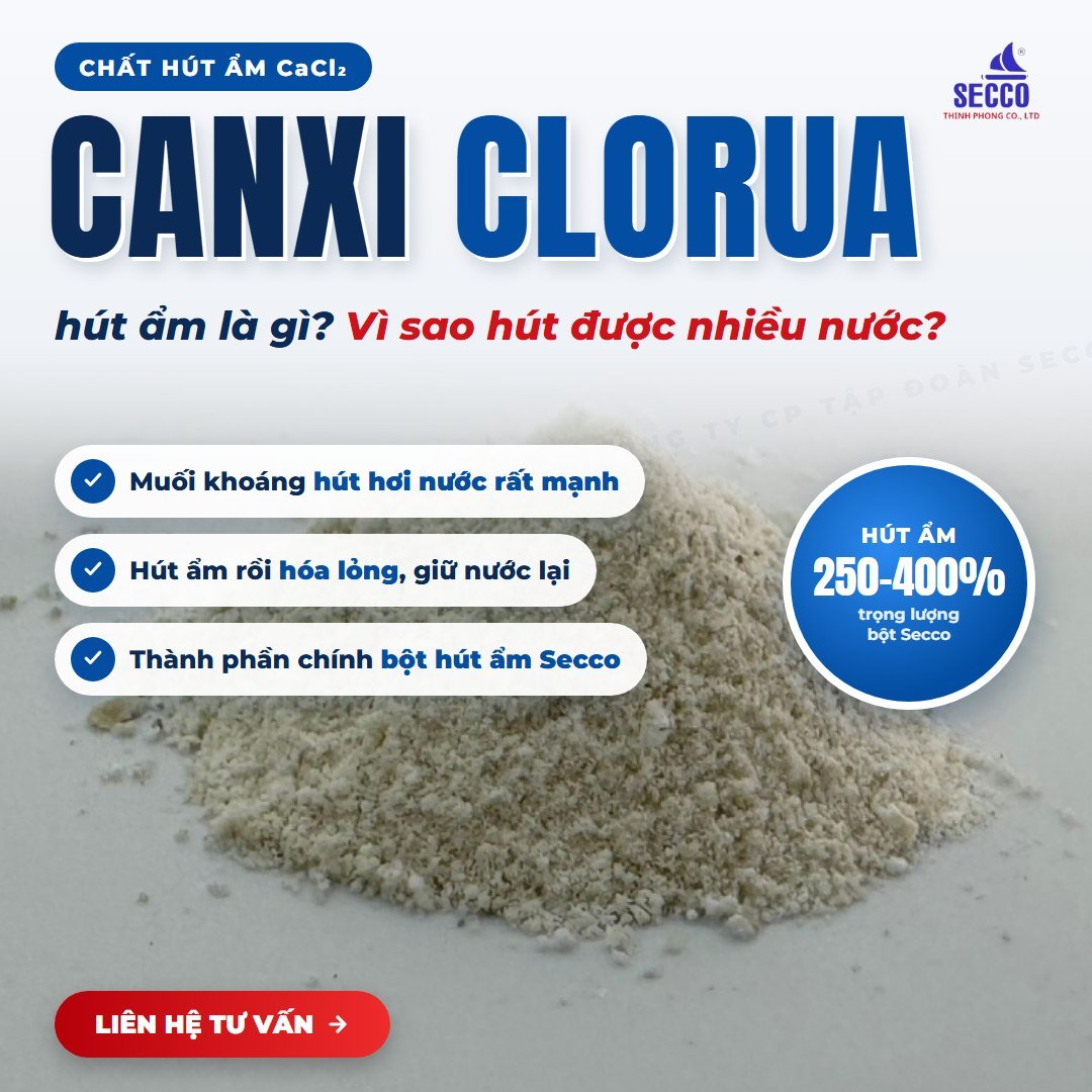 Canxi clorua hút ẩm trong sản phẩm hút ẩm công nghiệp