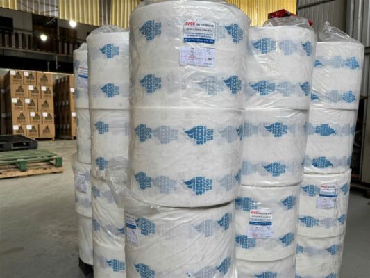 Cuộn bao bì vải không dệt in logo SECCO dùng làm gói hút ẩm