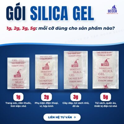 Gói silica gel 1g 2g 3g 5g dùng trong đóng gói sản phẩm