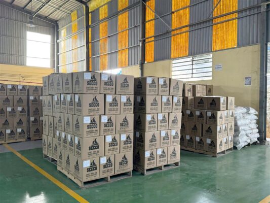 Kho thành phẩm bột hút ẩm SECCO xếp trên pallet