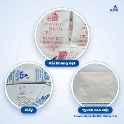 Các loại vật liệu bao bì gói hút ẩm gồm giấy, vải không dệt và Tyvek